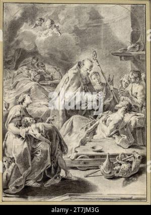 Anonym Un Saint évêque rend visite aux malades à l'hôpital. Craie Banque D'Images