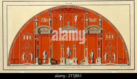 Vincenzo Brenna planches d'illustration pour le grand groupe folio 'Vestigia delle terme di Tito e loro images internes' : lunette avec Apollon. Aquarelle, couleurs de couverture autour de 1780 Banque D'Images