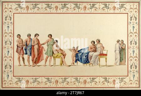 Vincenzo Brenna tableaux d'illustration pour le grand groupe de folio 'Vestigia delle terme di Tito e loro images internes' : scène antique. Aquarelle, couleurs de couverture autour de 1780 Banque D'Images