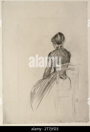 Pierre-Auguste Renoir Femme assise sur un fauteuil en vue arrière. Charbon Banque D'Images