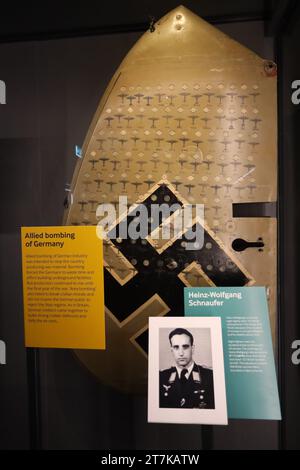 Marquages sur l'aileron arrière de l'avion Heinz-Wolfgang-Schnaufer montrant 121 avions britanniques qu'il a abattus pendant la guerre mondiale 2 - Imperial War Museum, Londres Banque D'Images