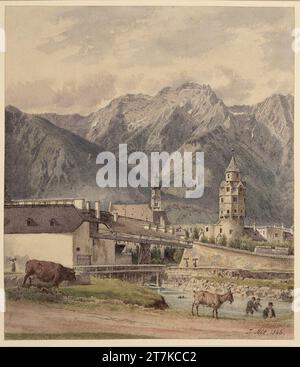 Jakob Alt la tour de monnaie dans Hall au Tyrol. Aquarelle 1846, 1846 Banque D'Images