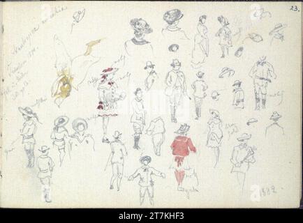 Franz Alt divers croquis, Tetschen, 1880 et 1882. Crayon, aquarelle 1880 und 1882 (Sketchbook : 1879-1883) Banque D'Images