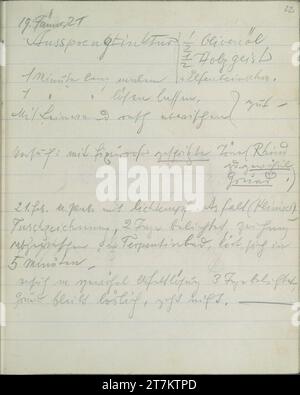 Richard Teschner Notes sur un procédé de gravure. Crayon 19. Jänner 1921 (Carnet de croquis : 1915-1947) Banque D'Images