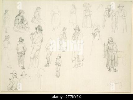 Franz Alt divers croquis, Salzbourg. Pencil Sketchbook : 1844-1847 , 1844/1847 Banque D'Images