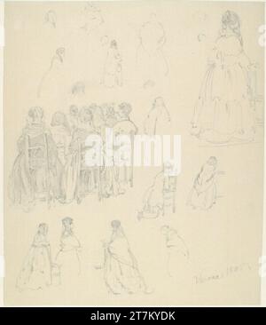 Franz Alt divers croquis, Vérone, 1845. Crayon 1845 (Carnet de croquis : 1844-1847) Banque D'Images
