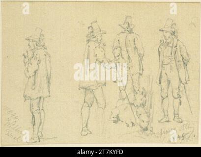 Franz Alt divers croquis, Wilten, Tyrol. Crayon 1844 und 1845 (Carnet de croquis : 1844-1847) Banque D'Images
