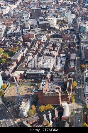 West End, Whitehall Road dans le centre-ville de Leeds, West Yorkshire, nord de l'Angleterre, Royaume-Uni, photographié depuis les airs Banque D'Images