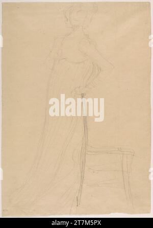 Gustav Klimt étude pour 'Portrait Serena Lederer'. Craie noire sur papier 1898-1899 , 1898/1899 Banque D'Images