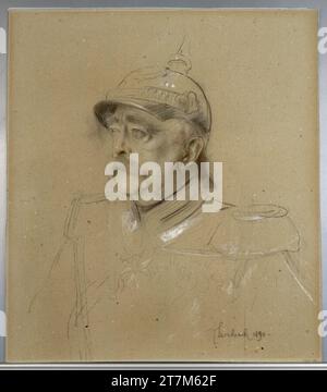 Franz Seraph von Lenbach Portrait Prince Otto von Bismarck en uniforme de colonel de général (CAH.). Poudre noire, craie noire, craie pastel rouge, rehaussée de craie blanche, sur carton brun clair 1890 , 1890 Banque D'Images