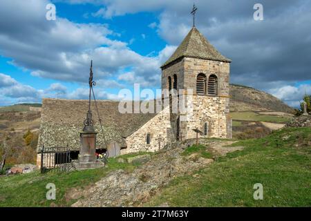 Saint Floret, église du Chastel et tombes médievales, Puy de Dôme, Auvergne Rhône Alpes, France Banque D'Images