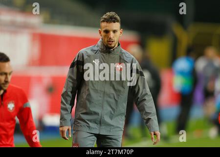 Heverlee, Belgique. 15 novembre 2023. Strahinja Erakovic (SRB) football/football : match amical international de la FIFA entre la Belgique et la Serbie au stade Den Dreef à Heverlee, Belgique . Crédit : Mutsu Kawamori/AFLO/Alamy Live News Banque D'Images