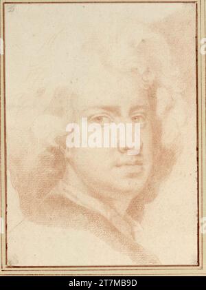 Godfrey Kneller Autoportrait de l'artiste (tête). UM pression d'un dessin rougeâtre Banque D'Images