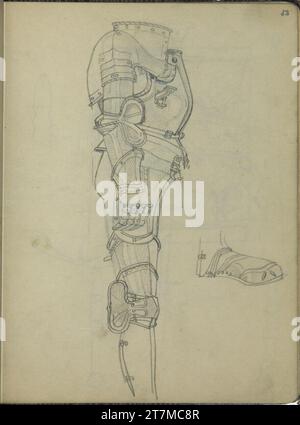 Franz Wacik esquisses partielles d'armure de chevalier de profil. Crayon 1915, 1915 Banque D'Images