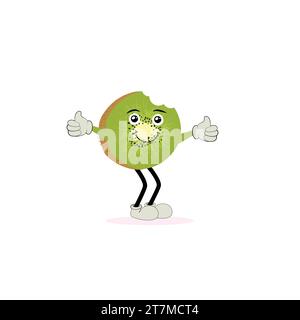 Kiwi fruit sourit. Émoticônes de dessin animé mignon. Icônes emoji. Personnage kiwi avec un visage cool et des lunettes de soleil. Parfait pour les enfants, la marchandise et l'autocollant Illustration de Vecteur
