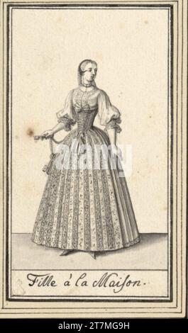 Katharina Sperling mode de la ville d'Augsbourg (36 draps de costume) : fille à la Maison. Nourri de gris, Laugs Banque D'Images