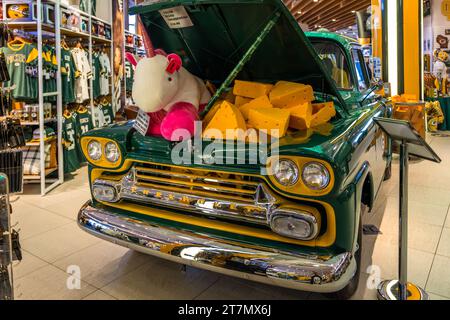 Fan Shop of Greenbay Packers (têtes de fromage) American football Club, Green Bay, États-Unis Banque D'Images