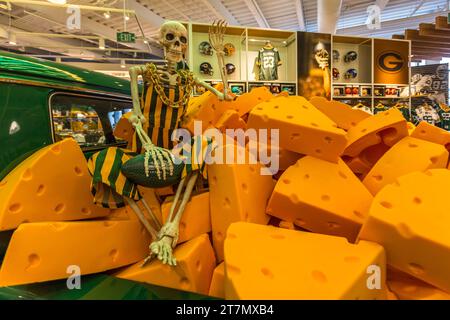 Fan Shop of Greenbay Packers (têtes de fromage) American football Club, Green Bay, États-Unis Banque D'Images