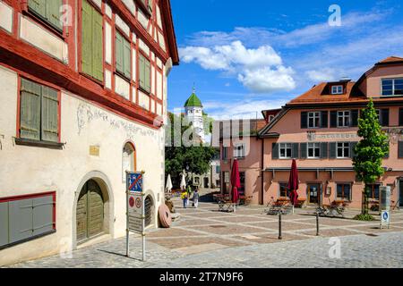 Paysage pittoresque autour du musée municipal et du patrimoine à Eselsberg dans la vieille ville de Wangen im Allgäu, haute Souabe, Allemagne. Banque D'Images