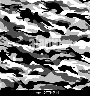 Motif sans couture camouflage. Motif sans couture militaire noir et blanc, papier peint de camouflage dans le style de numériquement amélioré. Banque D'Images
