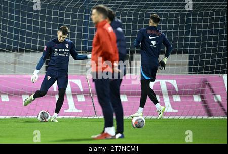 Zagreb, Hrvatska. 16 novembre 2023. Dominik Livakovic lors de l'entraînement de l'équipe croate de football avant le match de qualification pour L'EURO 2024 contre la Lettonie à Zagreb, Croatie le 16. Novembre 2023. Photo : Marko Lukunic/PIXSELL crédit : Pixsell/Alamy Live News Banque D'Images