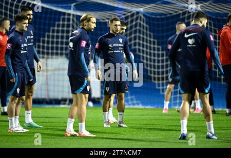 Zagreb, Hrvatska. 16 novembre 2023. Marco Pasalic lors de l'entraînement de l'équipe croate de football avant le match de qualification pour L'EURO 2024 contre la Lettonie à Zagreb, Croatie le 16. Novembre 2023. Photo : Marko Lukunic/PIXSELL crédit : Pixsell/Alamy Live News Banque D'Images