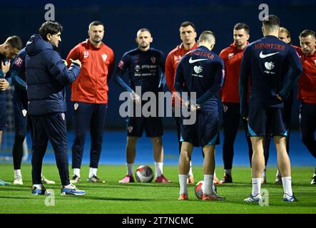 Zagreb, Hrvatska. 16 novembre 2023. Entraîneur Zlatko Dalic lors de l'entraînement de l'équipe de football croate avant le match de qualification pour L'EURO 2024 contre la Lettonie à Zagreb, Croatie le 16. Novembre 2023. Photo : Marko Lukunic/PIXSELL crédit : Pixsell/Alamy Live News Banque D'Images