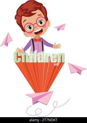 Enfants style design de police coloré amusant lettres de l'alphabet enfantin et illustrations vectorielles de chiffres Illustration de Vecteur