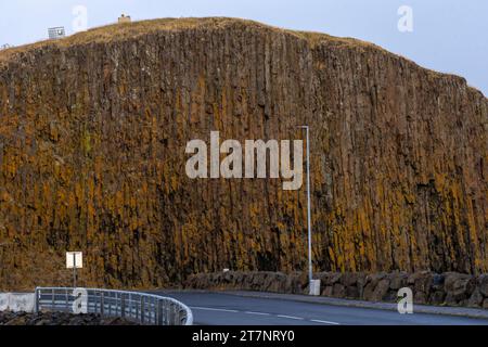 Mur du port sur l'île de Sugandisey Stykkishólmur Snaefellsnes Peninsula Islande Banque D'Images
