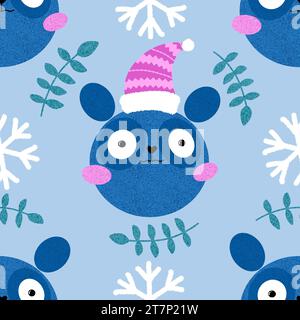 Animaux de Noël Seamless Bears motif panda pour le papier d'emballage et les tissus et les draps et l'impression de vêtements pour enfants Banque D'Images