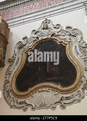 Manduria, Italie. Toile à l'intérieur de l'église baroque Sainte-Marie de Constantinople du 17e siècle. Banque D'Images
