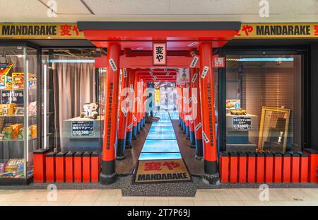 tokyo, japon - août 06 2023 : tunnel en torii Shinto dans le magasin Mandarake Henya spécialisé dans les articles rétro liés au manga et à l'ani japonais Banque D'Images