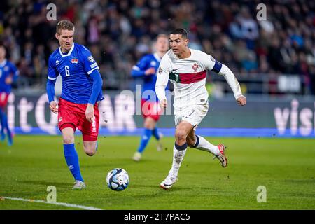 Vaduz, Liechtenstein. 16 novembre 2023. Vaduz, Liechtenstein, le 16 novembre 2023 : lors du match de football UEFA European Qualifiers entre le Liechtenstein et le Portugal au Rheinpark Stadion à Vaduz, Liechtenstein. (Daniela Porcelli/SPP) crédit : SPP Sport Press photo. /Alamy Live News Banque D'Images