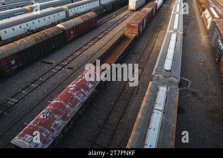 Gare de triage, port de Veracruz, Mexique, transportant des marchandises du monde entier jusqu'aux États-Unis, 2022 Banque D'Images