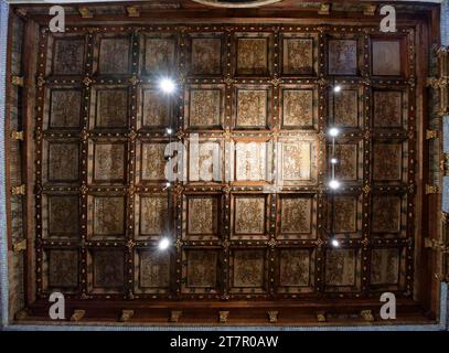 Fisheye, vue intérieure, plafond, maison de chapitre, Igreja de Santa Clara, Porto, Portugal Banque D'Images