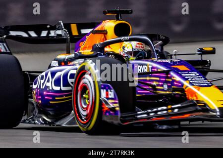 Las Vegas, Nevada - 16 novembre 2023 : Max Verstappen, pilote de la voiture de F1 #1 Oracle Red Bull Racing, participe au Heineken Silver Las Vegas Grand Prix sur le Las Vegas Strip circuit. Crédit : Nick Paruch / Alamy Live News Banque D'Images