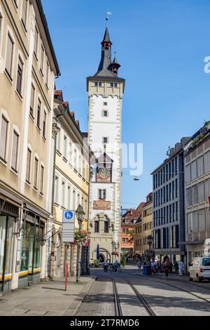 Impression de Wuerzburg, une ville de la région de Franconie en Bavière en Allemagne. Il montre le Grafeneckart de la mairie Banque D'Images