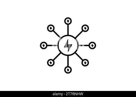 icône smart grid. Réseau avec sources d'énergie interconnectées. icône liée à l'industrie, à la technologie. style d'icône de ligne. conception vectorielle simple modifiable Illustration de Vecteur