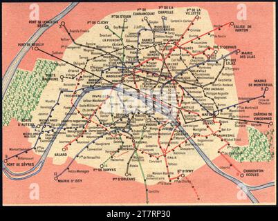 Plan du métro parisien 1940 Banque D'Images