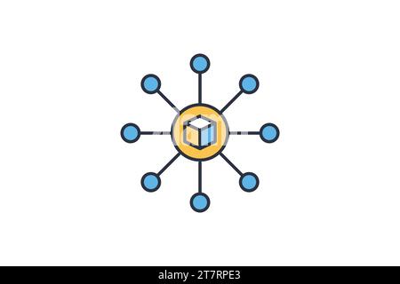 icône de la technologie blockchain. style d'icône de ligne. conception vectorielle simple modifiable Illustration de Vecteur