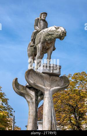 Fontaine Bodenseereiter à Überlingen sur le lac de Constance, Bade-Württemberg, Allemagne, Europe Banque D'Images