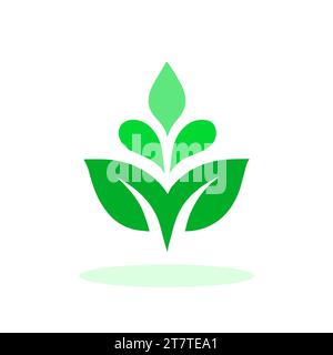 Icône verte de plante. Plante verte avec trois feuilles. Concept de croissance, écologie et nature. Illustration vectorielle Illustration de Vecteur
