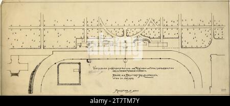 Johann Eustacchio (Entwerfer in) Vienne, Krieau, système de course trot, Eustacchio - projet de conversion, variante V, 1908. Dessin au stylo noir ; papier transparent 1908 , 1908 Banque D'Images