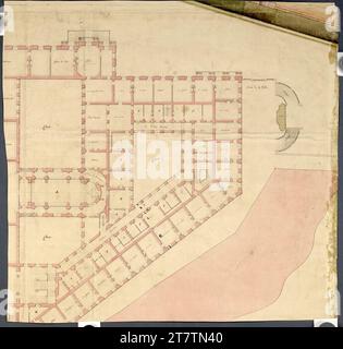 (Baron) Jean Nicolas Jadot (Architekt in) Vienne I, Hofburg, projet de transformation et de nouvelle construction, Amalienburg, plan détaillé. Graphite (présentation et croquis), printemps en noir, rose lavé 18. JH. Banque D'Images