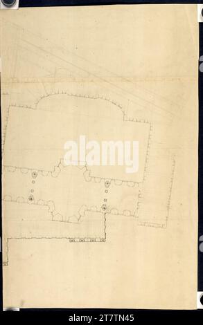 (Baron) Jean Nicolas Jadot (Architekt in) Vienne I, Hofburg, projet de conversion et de nouvelle construction, bibliothèque de la cour, plan détaillé. Graphite (dessin), stylo en noir 18. JH. Banque D'Images