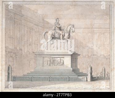 Heinrich Friedrich Füger Vienne I, Hofburg, Josefsplatz, Monument équestre de Joseph II, vue sur l'est. FEDER en noir ; brun et bleu-gris lavés vers 1800 Banque D'Images