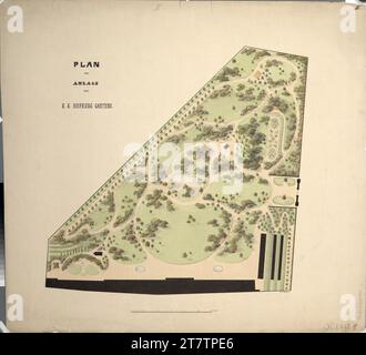 Franz Antoine d. J. (Architekt in) Vienne I, Hofburg, Burggarten, copie du nouveau plan de l'usine, plan du jardin. Crayon (présentation) ; stylo et encre en noir ; multicolore 1847 , 1847 Banque D'Images