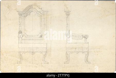 Ferdinand Kirschner (Architekt in) Vienne I, Hofburg, ameublement, fauteuils néo-baroques, ouvert. Graphite 2. H. 19. JH. Banque D'Images