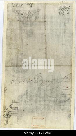 Francesco Borromini (Zeichner in) Rome, Collegio di Propaganda Fide , capitaine corinthien et base de pilastre. Papier, fin ; croquis en graphite ; croquis et lettrage en graphite Banque D'Images