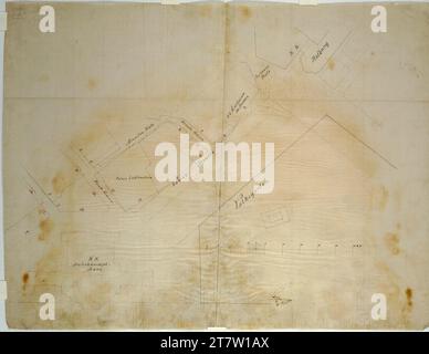 O. Ing Löwe (Entwerfer in) Vienne I, terrain des Arcades Volksgarten, plan de situation. Toile de cire, crayon, printemps en noir et rouge 9.8.1876 , 1876-08-09 Banque D'Images